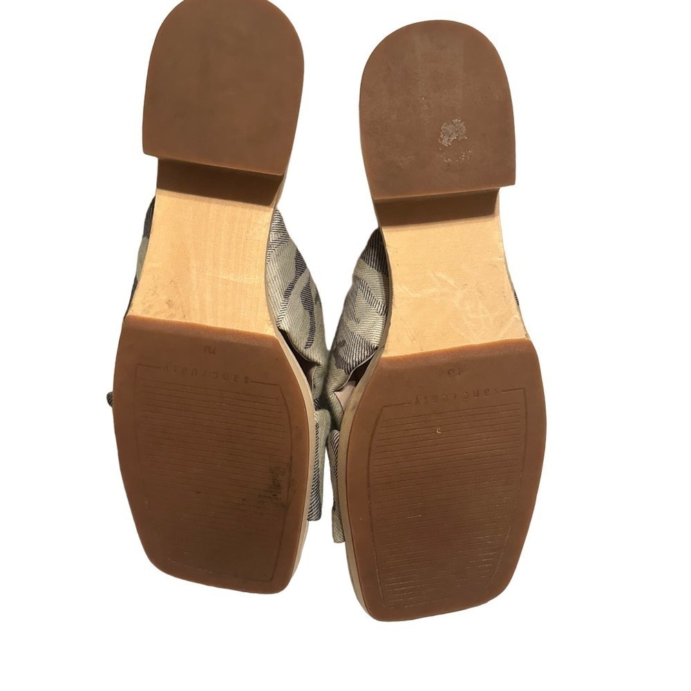Sanctuary Lively Fabric Leather Square Toe Block Heel Slide Sandals Sz7 - Picture 7 of 11